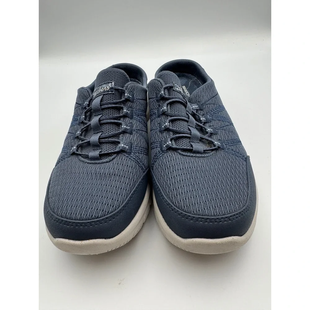 Skechers Relaxed Fit Navy Blue Mule Sneakers Air-Cooled Memory Foam 100860 8.5‎